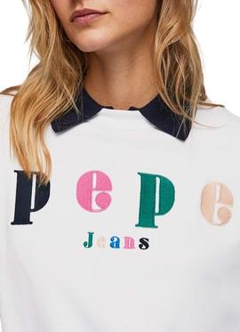 Sudadera Pepe Jeans Peg Logo Blanca Para Mujer