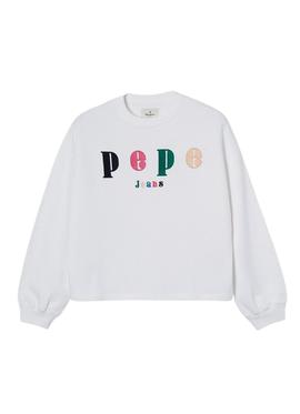 Sudadera Pepe Jeans Peg Logo Blanca Para Mujer