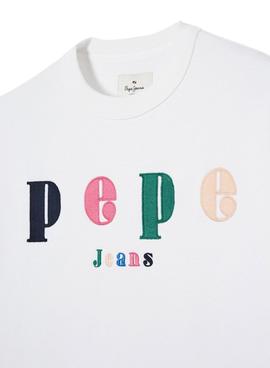 Sudadera Pepe Jeans Peg Logo Blanca Para Mujer