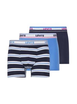 Caja Regalo 3 Bóxer Levis Azul Para Hombre