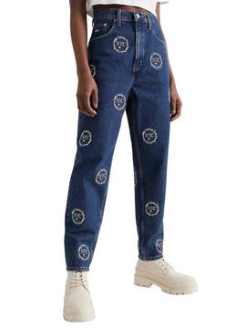 Pantalón Vaquero Tommy Jeans Mom Bordado Azul 