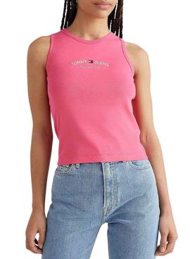 Camiseta Tommy Jeans Crop Timeless Rosa Mujer