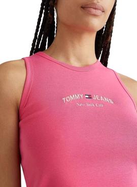 Camiseta Tommy Jeans Crop Timeless Rosa Mujer