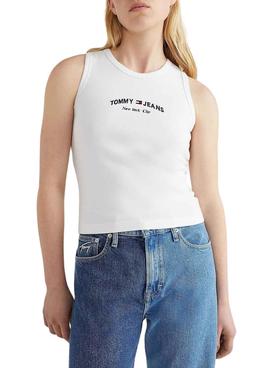 Camiseta Tommy Jeans Crop Timeless Blanca Mujer