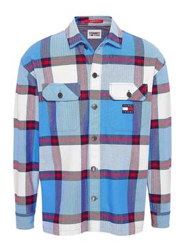 Camiseta Tommy Jeans Casual Check Ove Azul Hombre