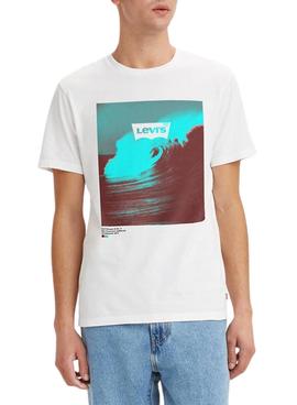 Camiseta Levis Graphic Crewneck Wave Blanca Hombre