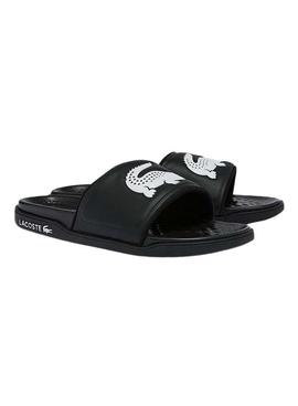 Chanclas Lacoste Croco Dualiste Negras Para Hombre