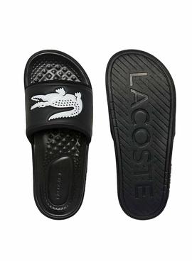 Chanclas Lacoste Croco Dualiste Negras Para Hombre