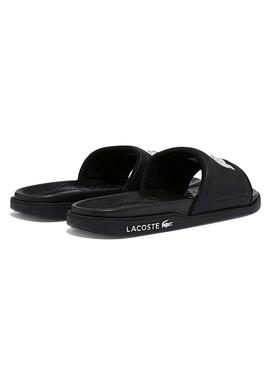 Chanclas Lacoste Croco Dualiste Negras Para Hombre