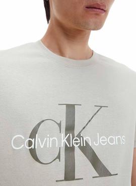 Camiseta Calvin Klein Monograma Slim Gris Hombre