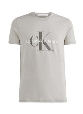 Camiseta Calvin Klein Monograma Slim Gris Hombre