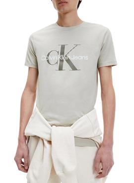 Camiseta Calvin Klein Monograma Slim Gris Hombre