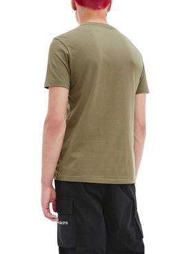 Camiseta Calvin Klein Logo Verde Para Hombre