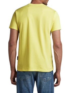 Camiseta G-Star Logo Base Amarilla Para Hombre