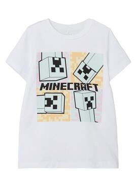 Camiseta Name It Minecraft Blanca Para Niña
