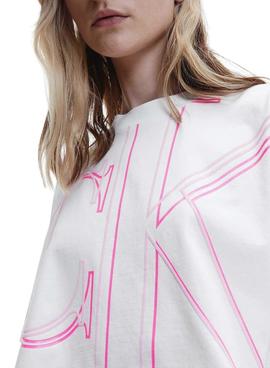 Camiseta Calvin Klein Cropped Monograma Blanca