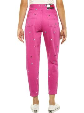 Pantalon Vaquero Tommy Jeans Embroidery Rosa 