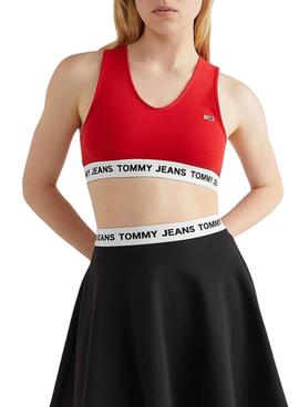 Top Tommy Jeans Super Crop Rojo Para Mujer