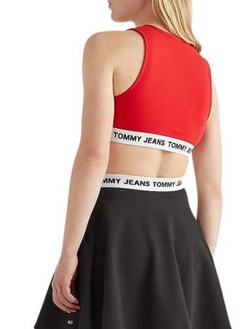 Top Tommy Jeans Super Crop Rojo Para Mujer