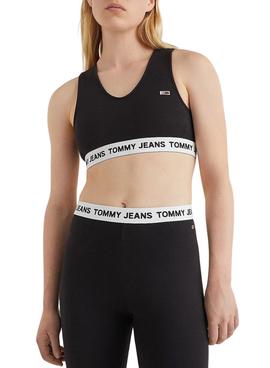 Top Tommy Jeans Super Crop Negro Para Mujer