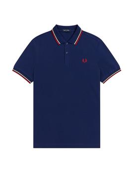 Polo Fred Perry Twin Tipped Marino Para Hombre