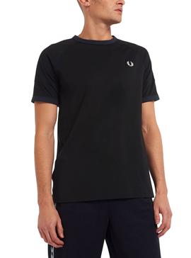 Camiseta Fred Perry Panelled Taped Negra Hombre