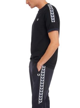 Camiseta Fred Perry Panelled Taped Negra Hombre