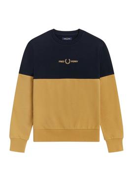 Sudadera Fred Perry Colourblock Camel Para Hombre