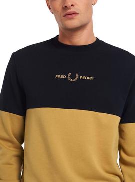 Sudadera Fred Perry Colourblock Camel Para Hombre