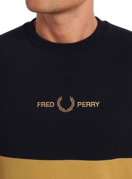 Sudadera Fred Perry Colourblock Camel Para Hombre