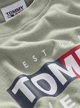 Camiseta Tommy Jeans Entry Flag Verde Para Hombre