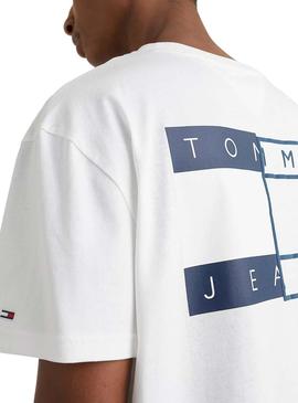 Camiseta Tommy Jeans Twisted Flag Blanca Hombre