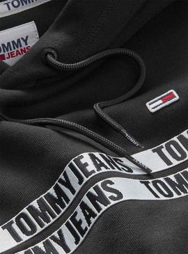 Sudadera Tommy Jeans Tape Negra Para Hombre