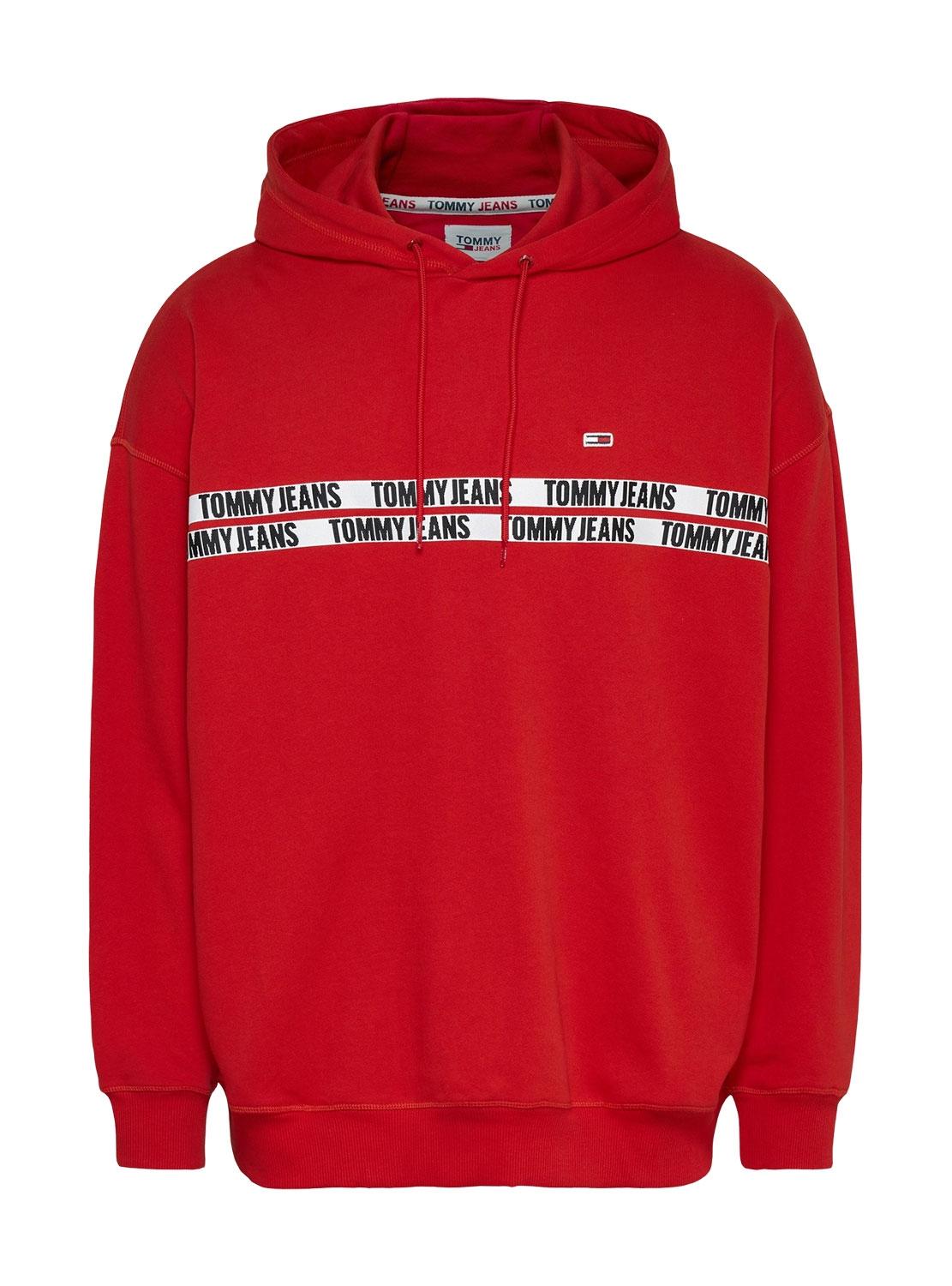 Sudadera Tommy Jeans Tape Roja Para Hombre - Main Image