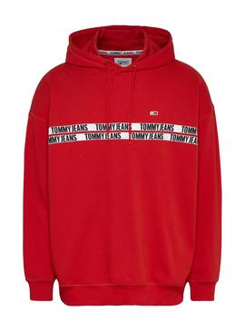 Sudadera Tommy Jeans Tape Roja Para Hombre