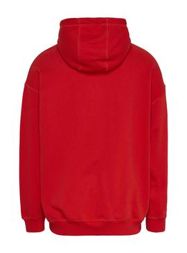 Sudadera Tommy Jeans Tape Roja Para Hombre