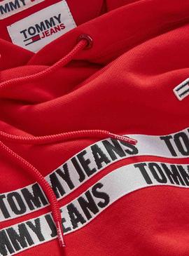 Sudadera Tommy Jeans Tape Roja Para Hombre