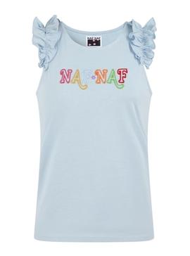 Camiseta Naf Naf Sent Volantes Azul Para Mujer