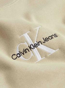 Sudadera Calvin Klein Monograma Beige Para Hombre