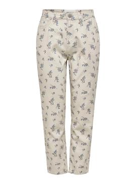 Pantalón Vaquero Only Masha Estampado Beige Mujer