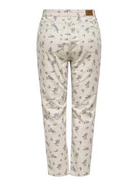 Pantalón Vaquero Only Masha Estampado Beige Mujer