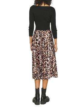 Falda Vila Nitban Animal Print Negra Para Mujer