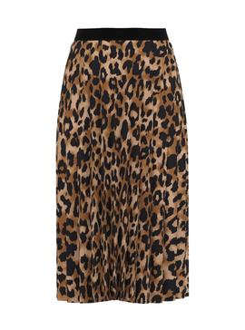 Falda Vila Nitban Animal Print Negra Para Mujer