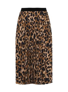 Falda Vila Nitban Animal Print Negra Para Mujer