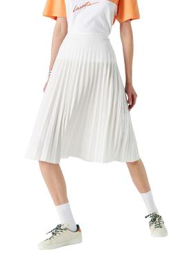Falda Lacoste JF8050 Plisada Blanca para Mujer