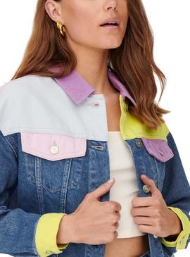 Chaqueta Vaquera Only Malibu Color Block Mujer