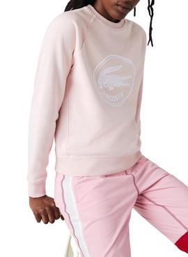 Sudadera Lacoste Logo Tridimensional Rosa Mujer