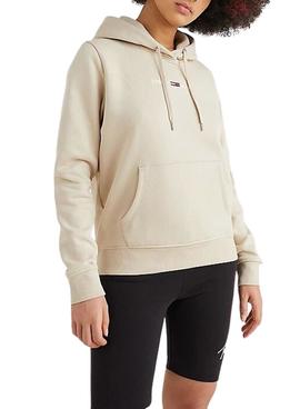 Sudadera Tommy Jeans Linear Logo Beige para Mujer