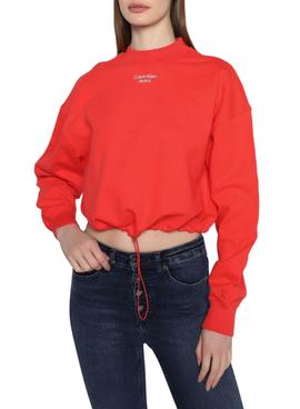 Sudadera Calvin Klein Stacked Logo Roja para Mujer