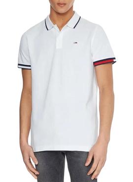 Polo Tommy Jeans Regular Flag Blanco para Hombre